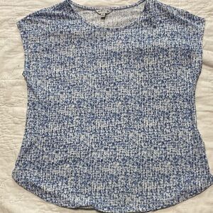 Orvis Women's Short Sleeve Blue and White Top